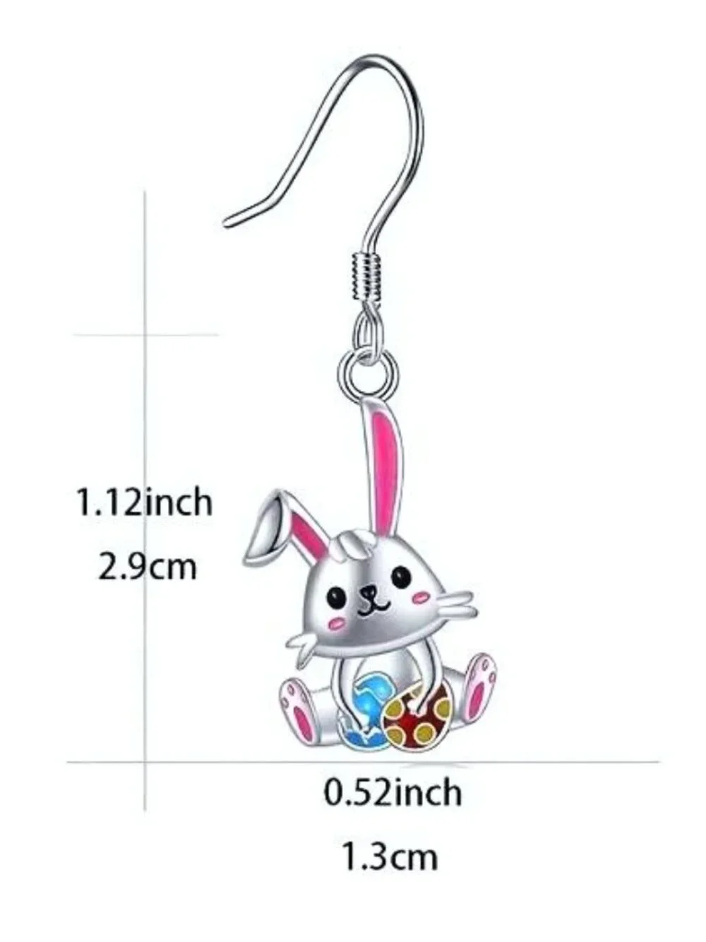 [NEW] WOMEN'S SILVER BUNNY RABBIT EARRINGS COLORFUL CHIBI KAWAII CRITTER